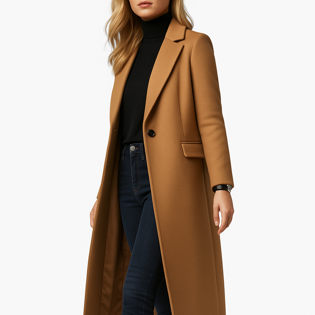 Damski płaszcz zimowy | Z kołnierzem z klapami