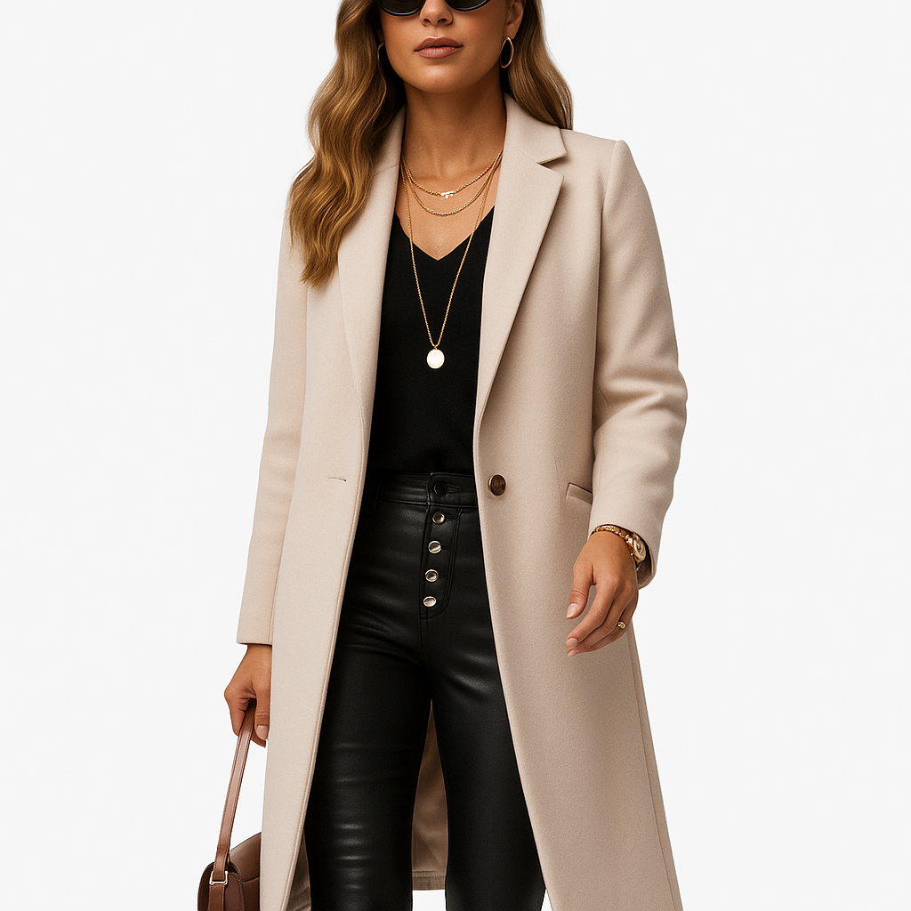 Damski płaszcz zimowy | Z kołnierzem z klapami