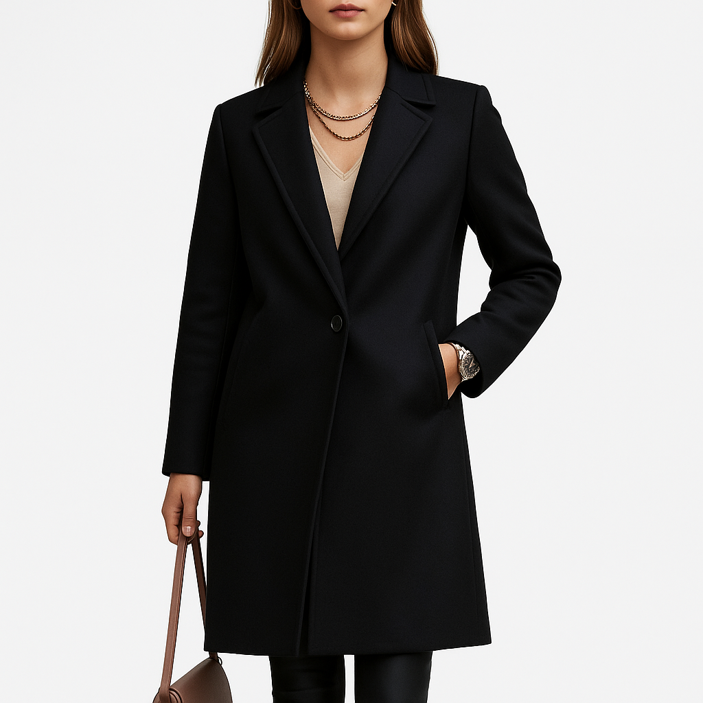 Damski płaszcz zimowy | Z kołnierzem z klapami