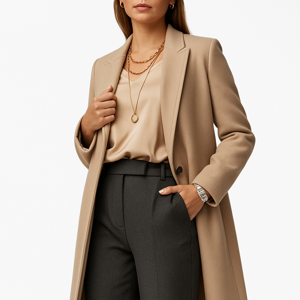 Damski płaszcz zimowy | Z kołnierzem z klapami