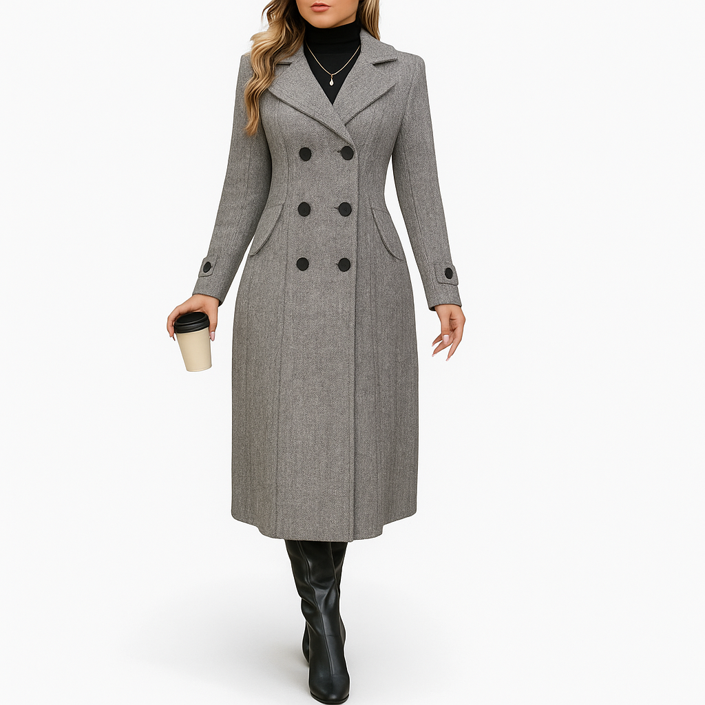 Damski długi płaszcz | Dwurzędowy