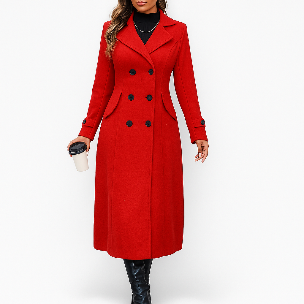 Damski długi płaszcz | Dwurzędowy