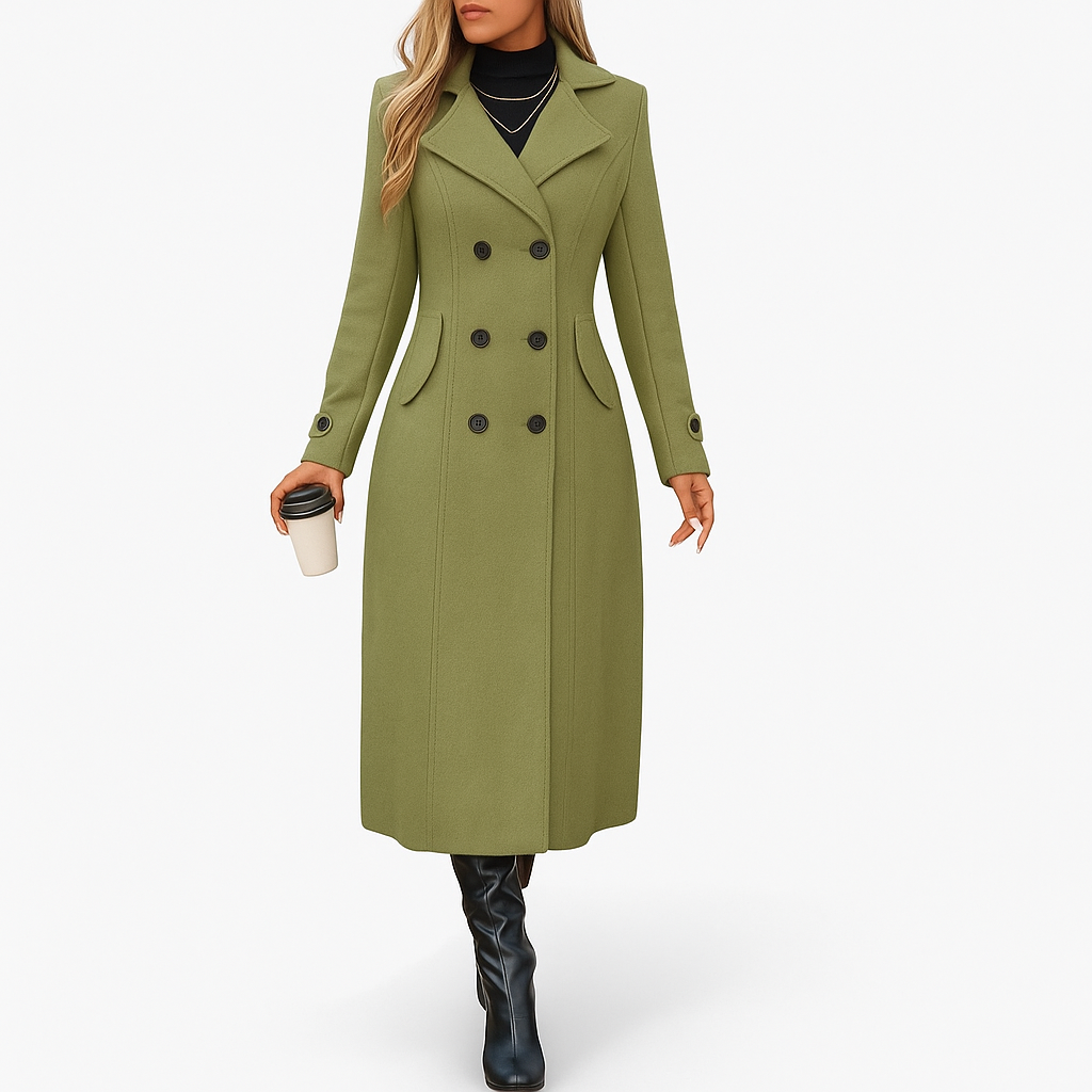 Damski długi płaszcz | Dwurzędowy